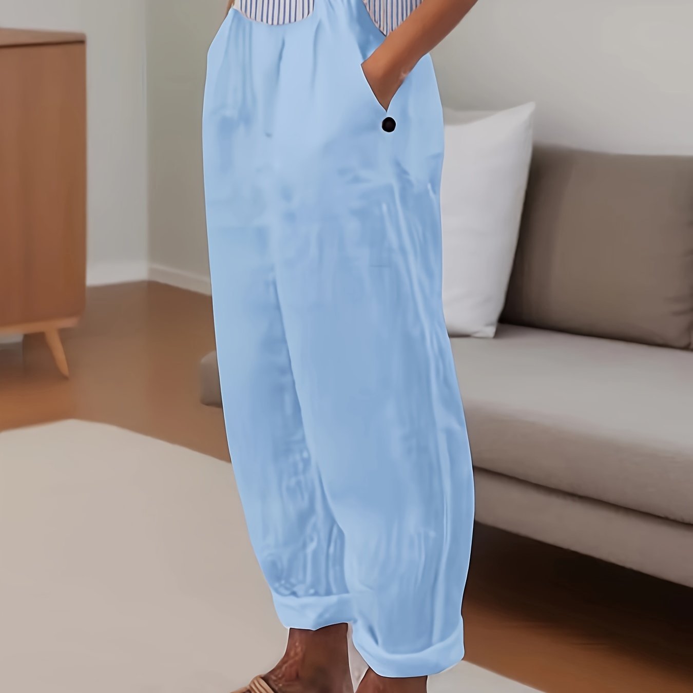 Celina | Pantalón De Lino De Talle Alto Con Corte Relajado