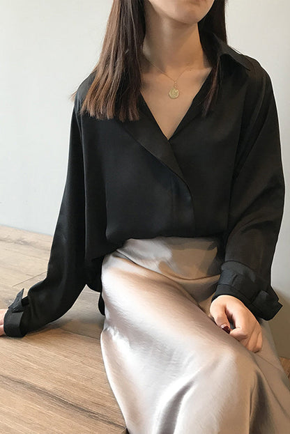Inés | Blusa De Satén De Manga Larga