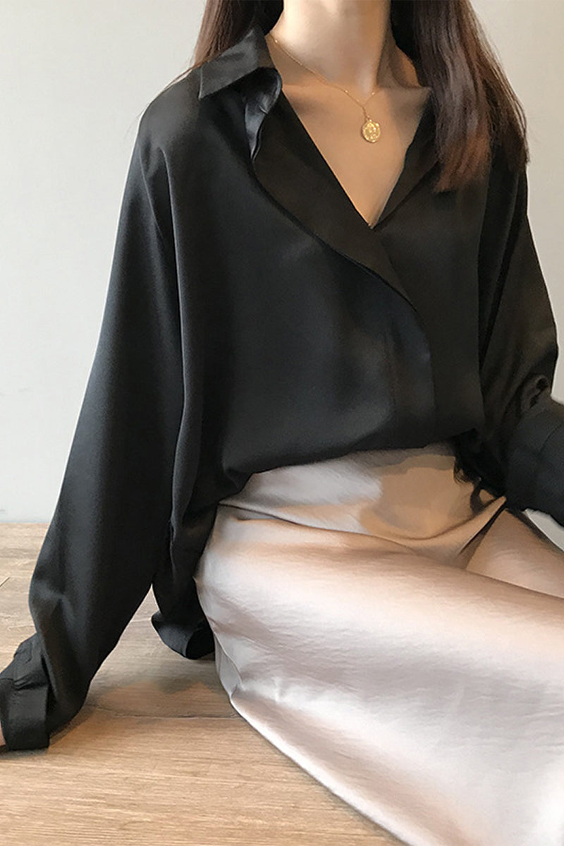 Inés | Blusa De Satén De Manga Larga
