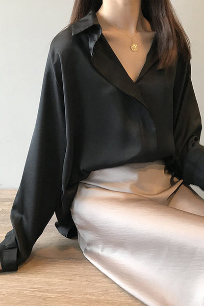Inés | Blusa De Satén De Manga Larga