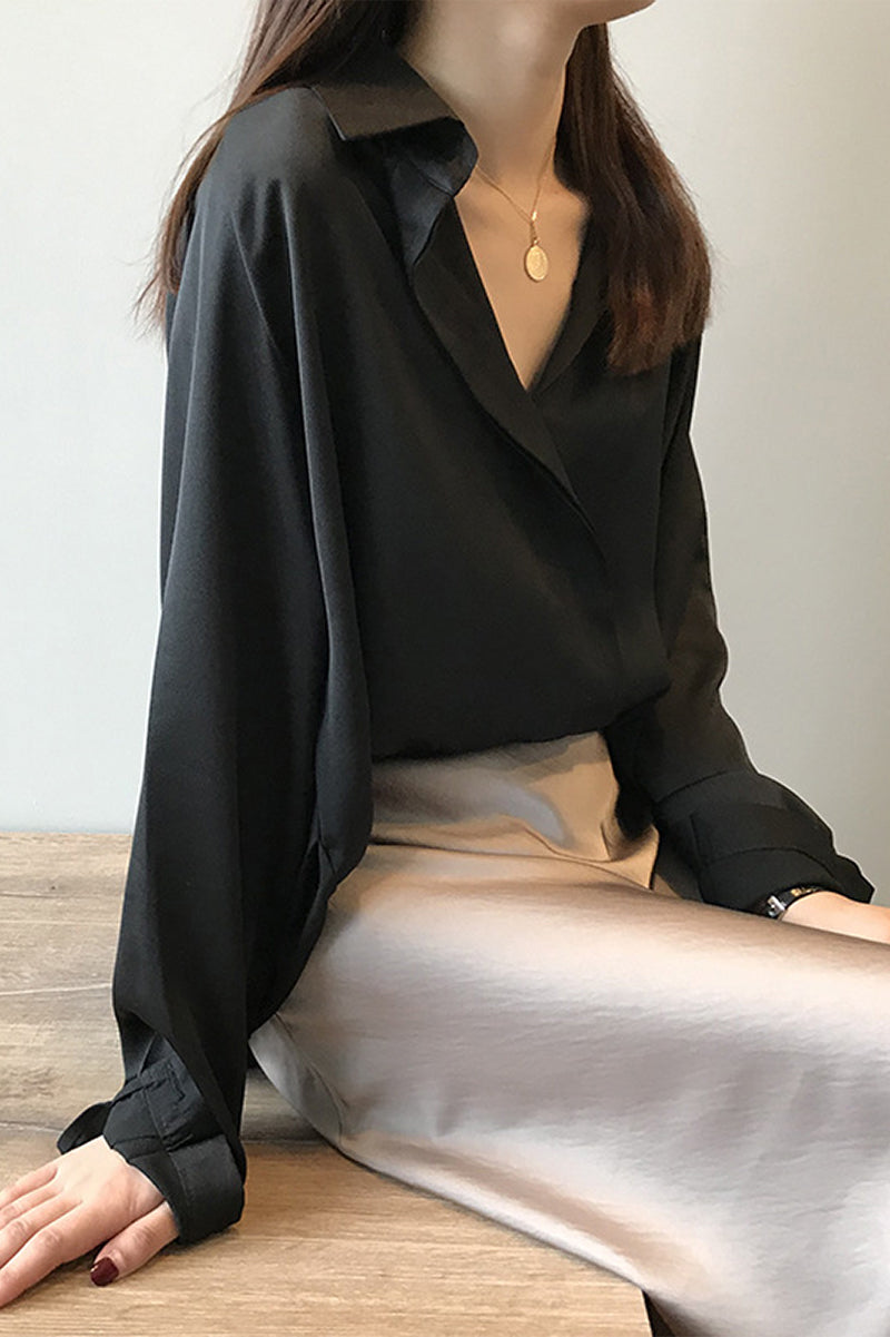 Inés | Blusa De Satén De Manga Larga