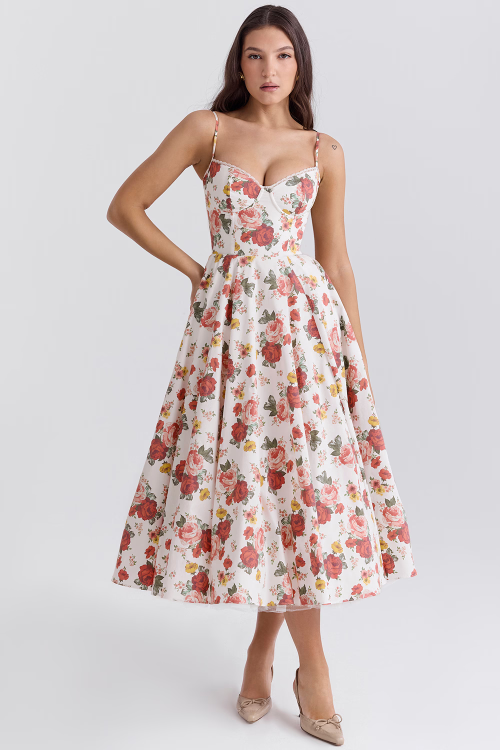Valentina | Vestido Midi Elegante Con Forro De Tul
