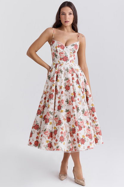 Valentina | Vestido Midi Elegante Con Forro De Tul