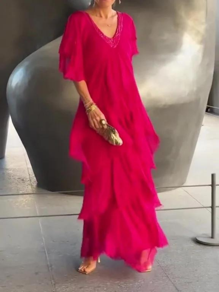 Serengeti | Vestido Largo Elegante Con Cuello En V