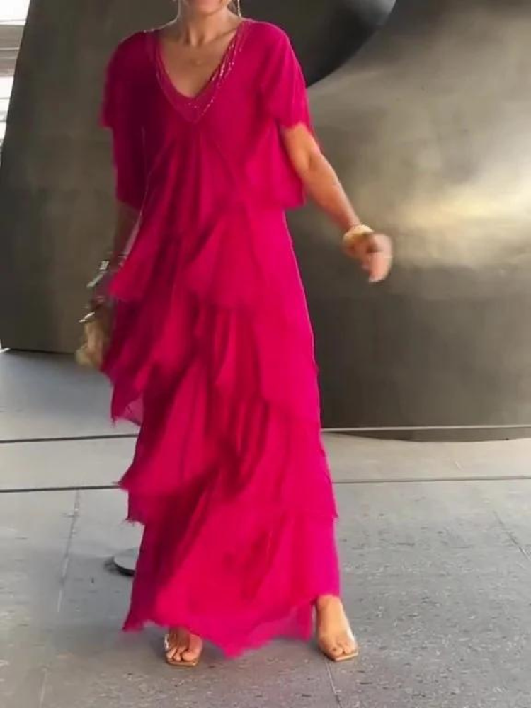 Serengeti | Vestido Largo Elegante Con Cuello En V