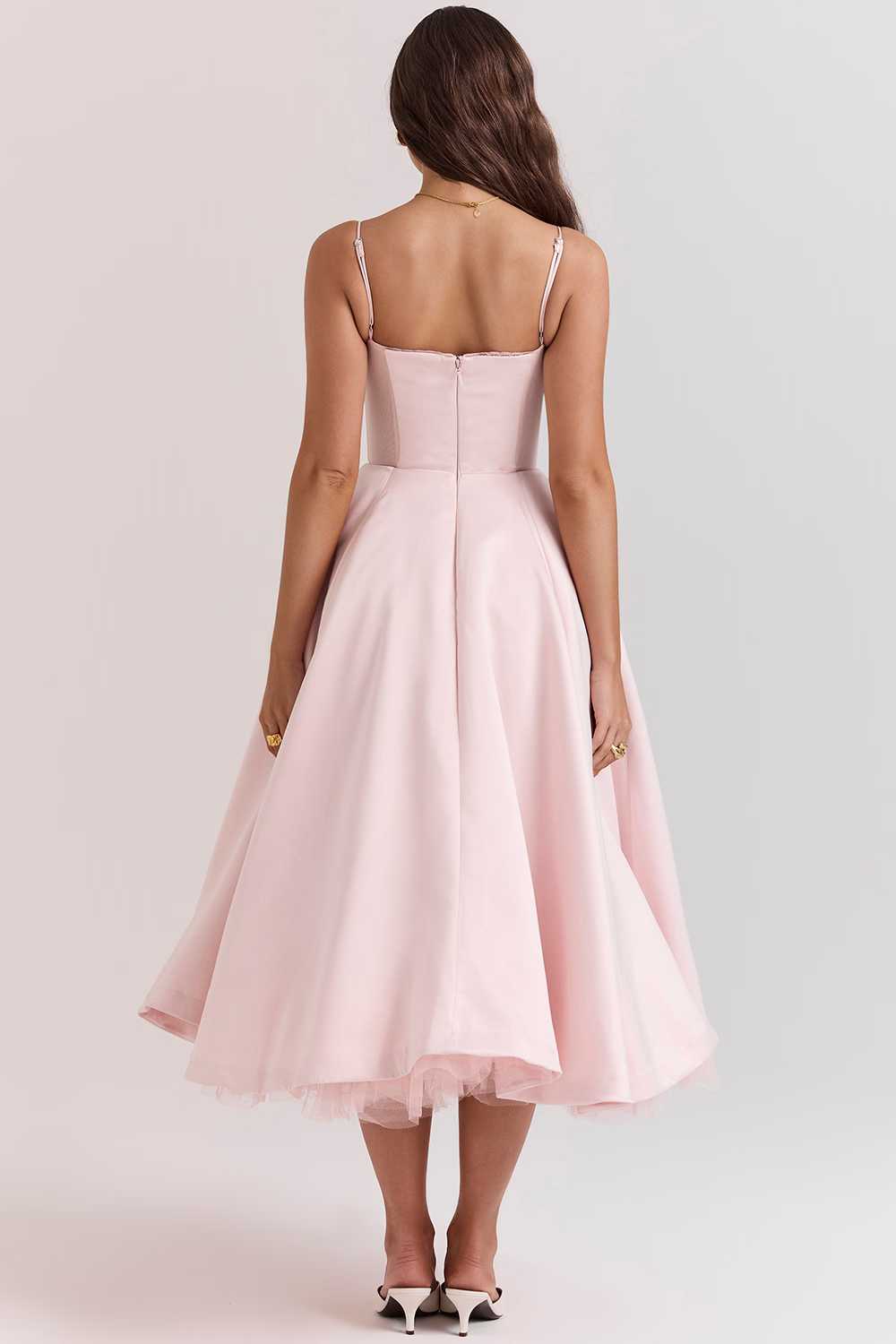 Valentina | Vestido Midi Elegante Con Forro De Tul