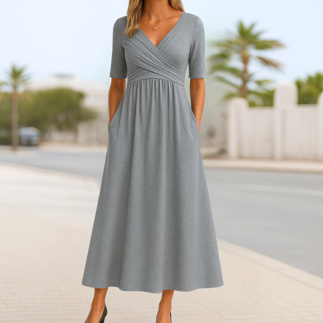 Monique | Vestido Cruzado Con Mangas Cortas