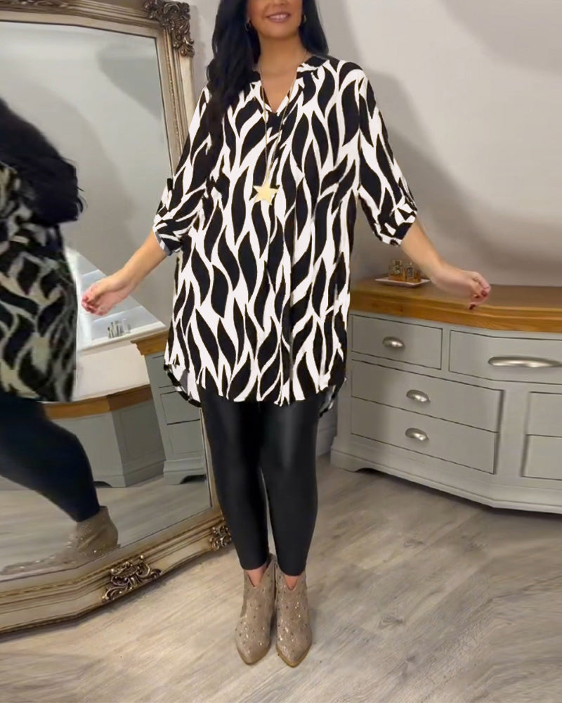 Vérania | Blusa Túnica Elegante Con Estampado Gráfico Para Mujer