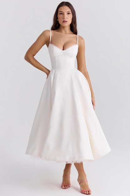 Valentina | Vestido Midi Elegante Con Forro De Tul