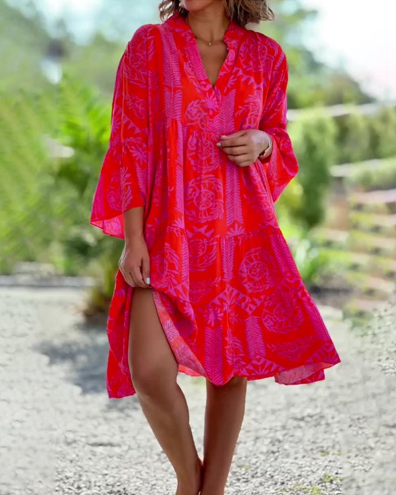 Sara | Vestido Holgado Boho con Mangas 3/4