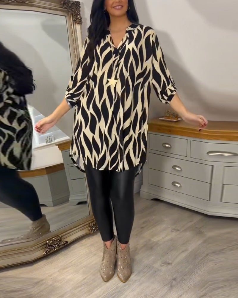 Vérania | Blusa Túnica Elegante Con Estampado Gráfico Para Mujer