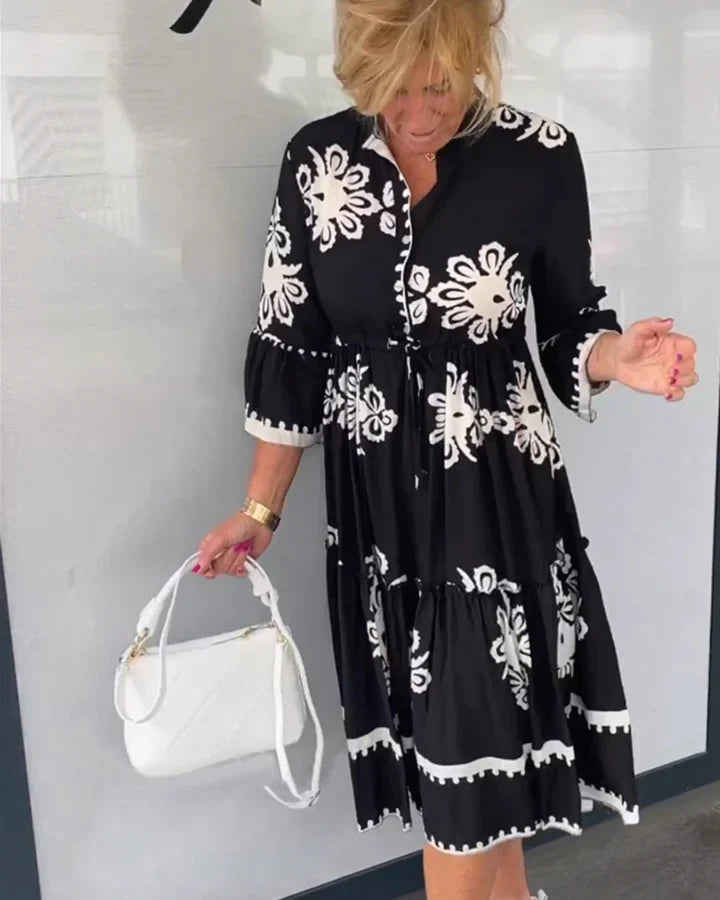 Flora | Vestido Floral Con Mangas Ligeras Y Tejido Suave