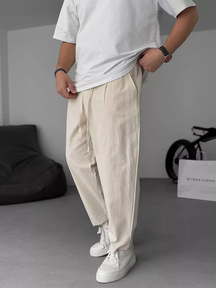 Enzo | Pantalones De Lino Corte Recto