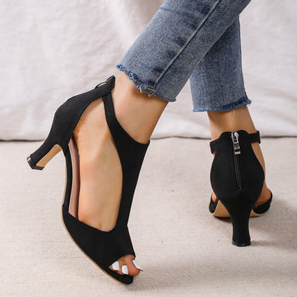 Kailyn | Zapatillas De Tacón Elegantes De Piel Para Mujer