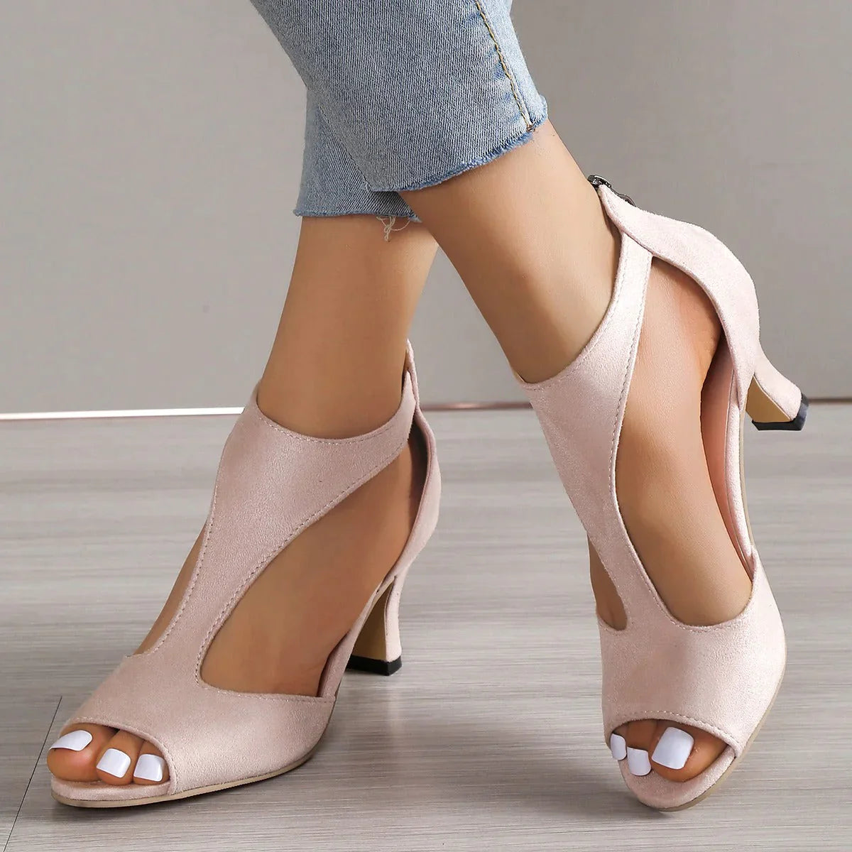 Kailyn | Zapatillas De Tacón Elegantes De Piel Para Mujer
