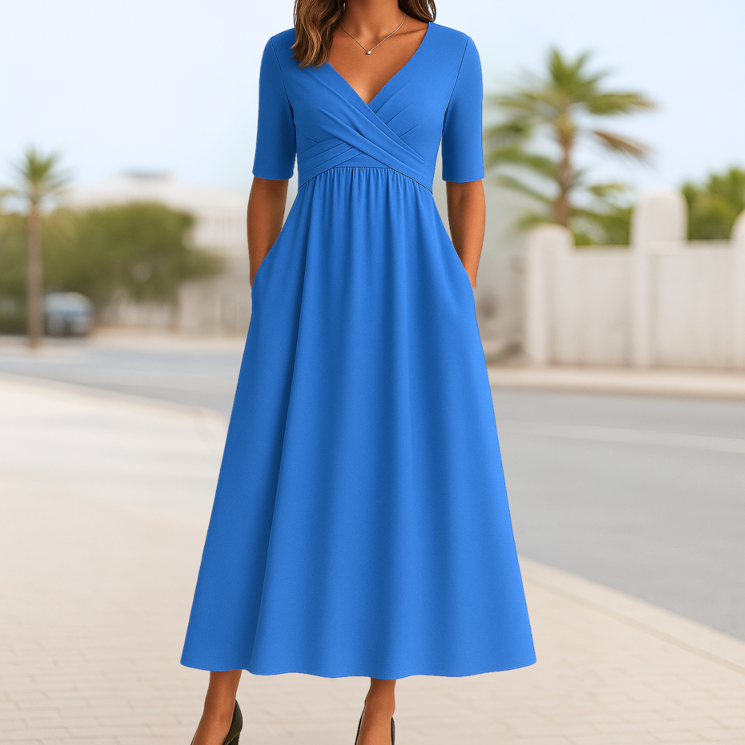 Monique | Vestido Cruzado Con Mangas Cortas