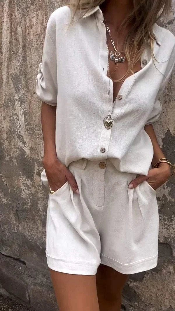 Lumith | Conjunto De Lino Fresco Con Camisa Y Shorts