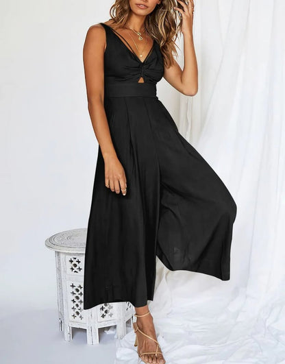 Brigitta | Mono Elegante Sin Mangas Con Escote En V Y Pernera Ancha