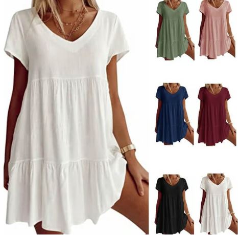 Sofía | Vestido Casual Escote En V De Manga Corta