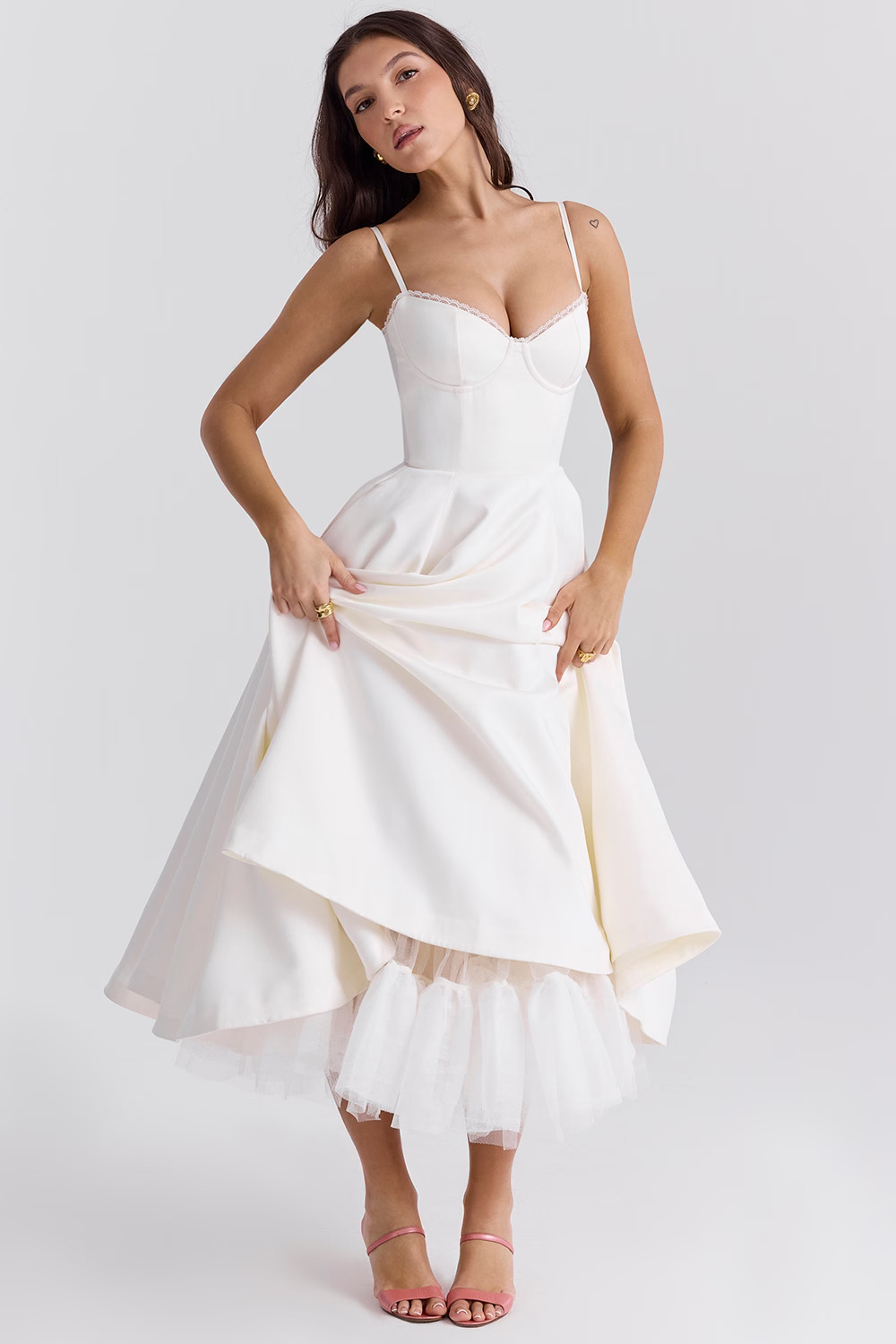 Valentina | Vestido Midi Elegante Con Forro De Tul