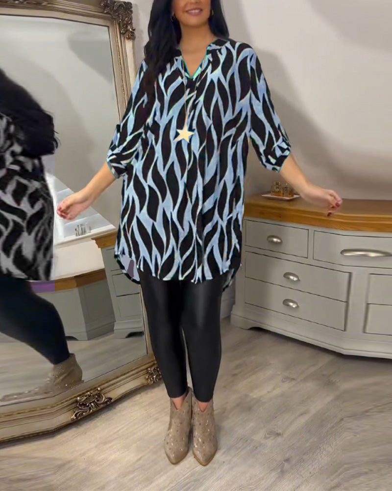 Vérania | Blusa Túnica Elegante Con Estampado Gráfico Para Mujer