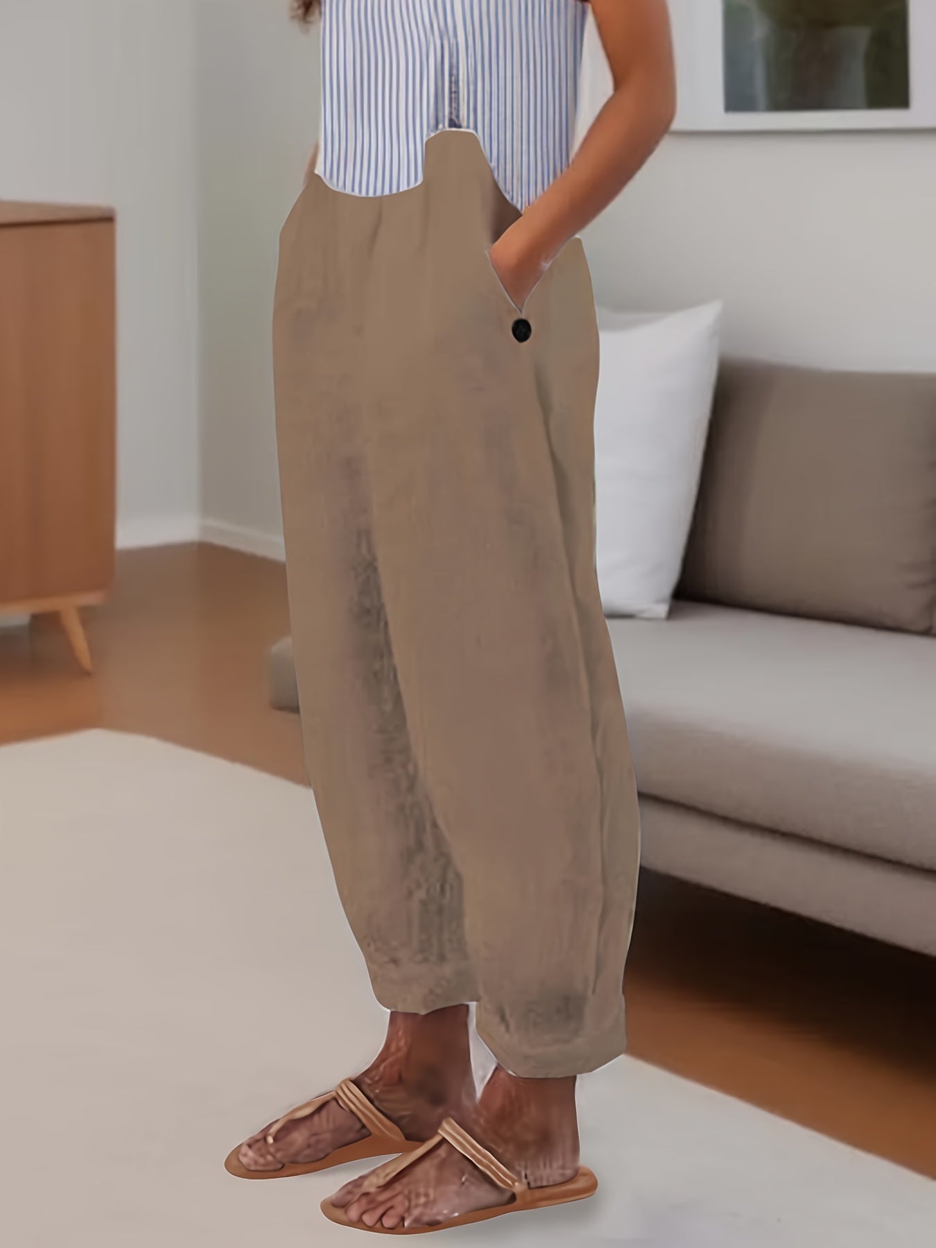 Celina | Pantalón De Lino De Talle Alto Con Corte Relajado