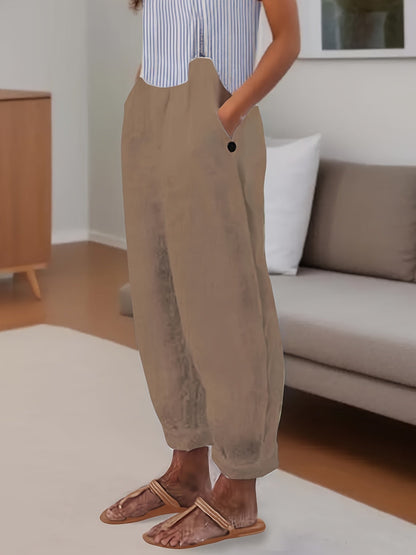 Celina | Pantalón De Lino De Talle Alto Con Corte Relajado
