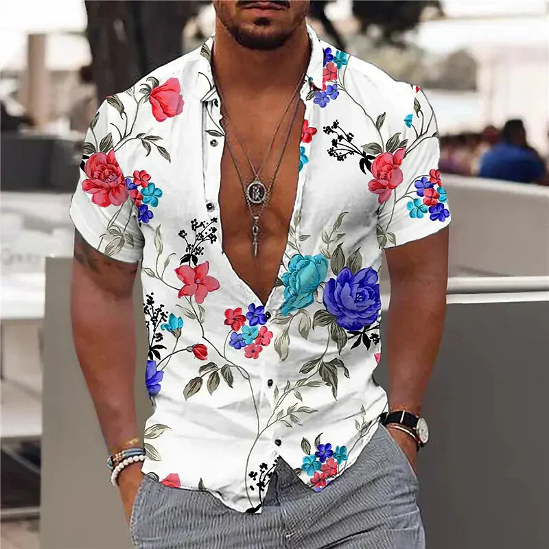 Eliandro | Camisa De Hombre Con Escote Profundo Y Estampado Estructurado
