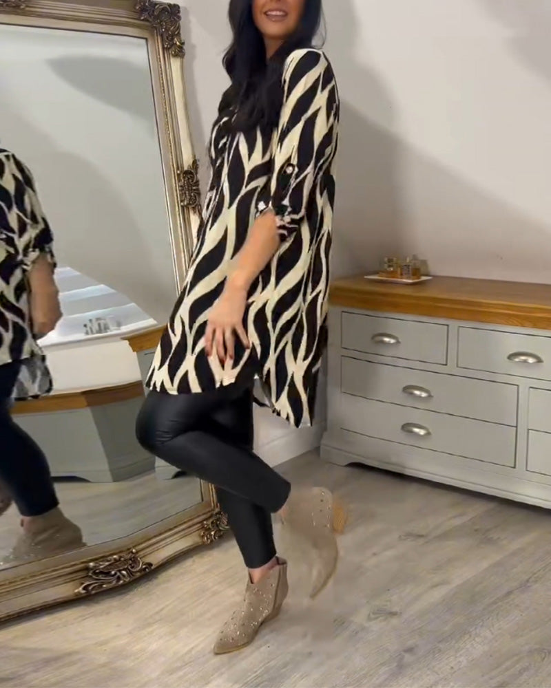 Vérania | Blusa Túnica Elegante Con Estampado Gráfico Para Mujer