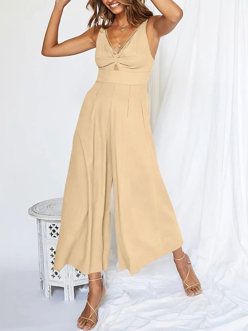Brigitta | Mono Elegante Sin Mangas Con Escote En V Y Pernera Ancha