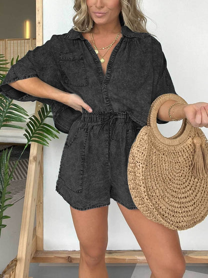 Bozena | Conjunto Lavado Para Mujer Con Top Oversize Y Pantalón Elástico