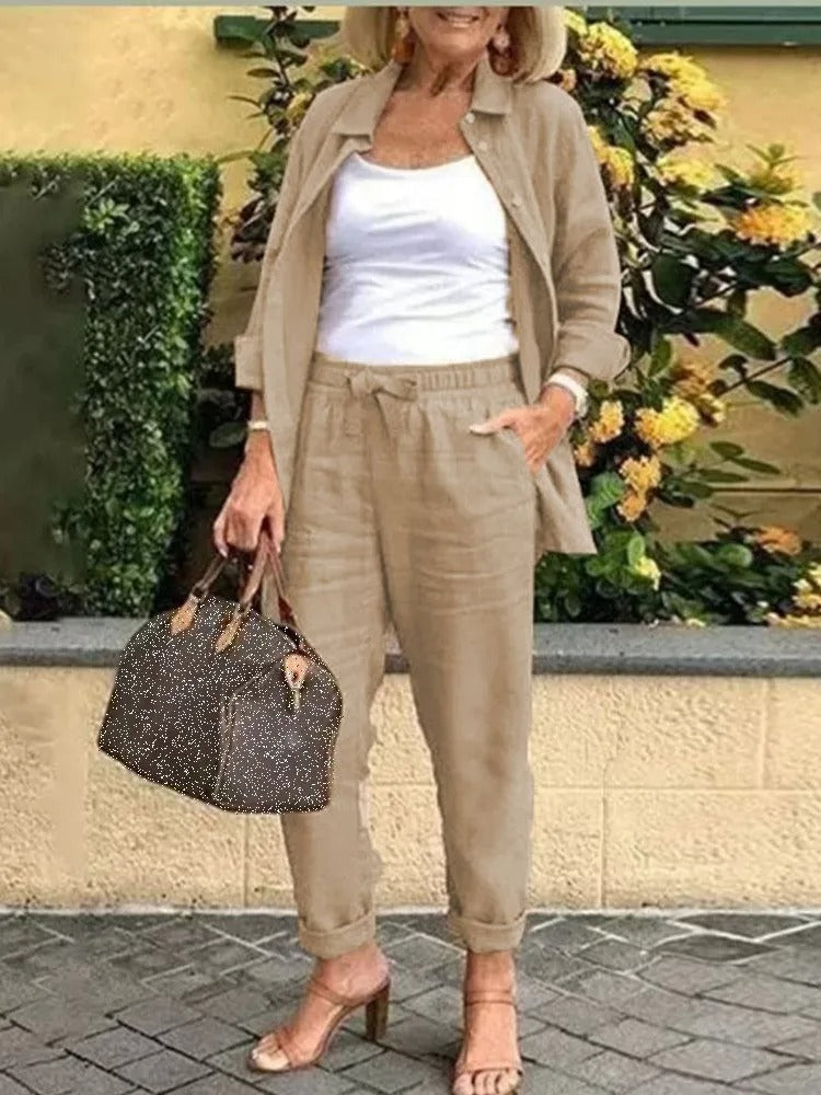 Santina | Conjunto De Lino De Verano Con Top Y Pantalón Corto