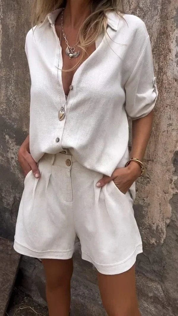 Lumith | Conjunto De Lino Fresco Con Camisa Y Shorts