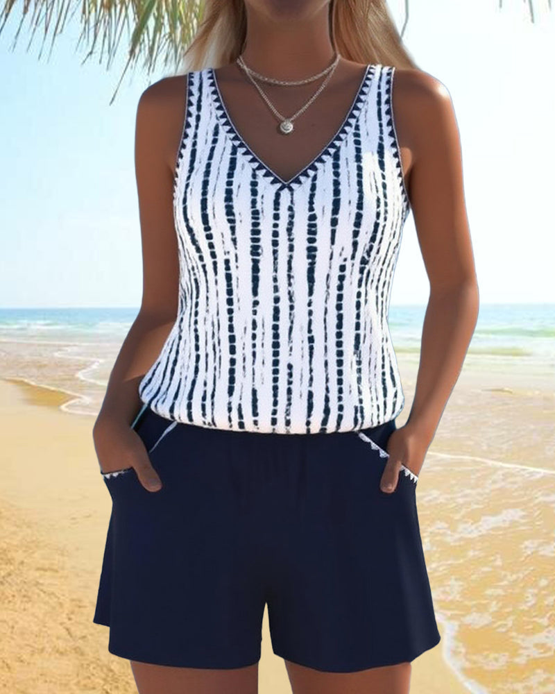 Clara | Traje De Baño Casual Con Bolsillos Escote En V