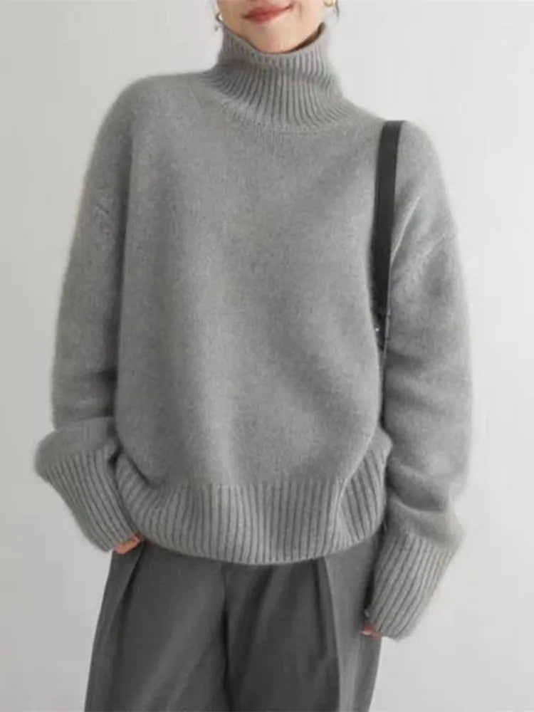 Lucía | Jersey De Cachemira Con Cuello Alto