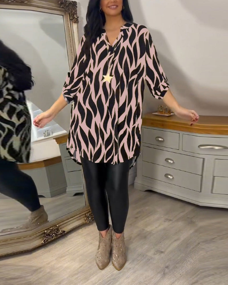 Vérania | Blusa Túnica Elegante Con Estampado Gráfico Para Mujer