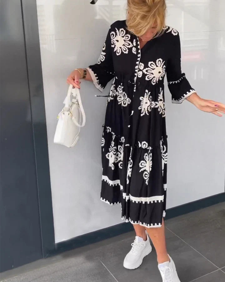 Flora | Vestido Floral Con Mangas Ligeras Y Tejido Suave