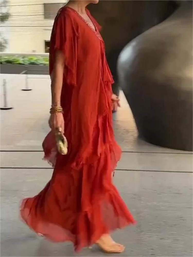 Serengeti | Vestido Largo Elegante Con Cuello En V