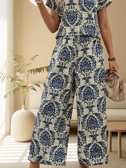 Aithne | Conjunto Casual De Camiseta Y Pantalón Con Estampado Retro