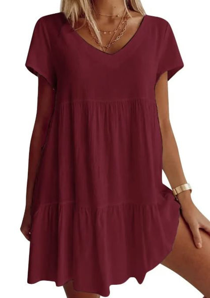 Sofía | Vestido Casual Escote En V De Manga Corta