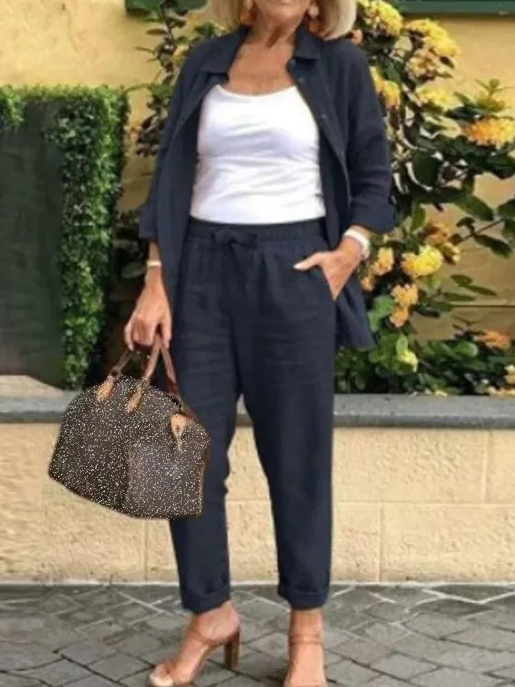 Santina | Conjunto De Lino De Verano Con Top Y Pantalón Corto