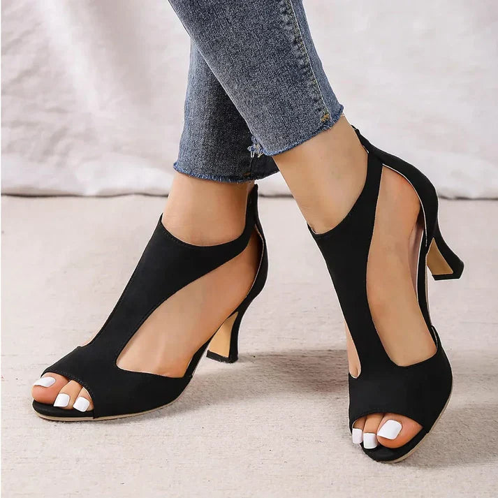 Kailyn | Zapatillas De Tacón Elegantes De Piel Para Mujer