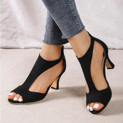 Kailyn | Zapatillas De Tacón Elegantes De Piel Para Mujer