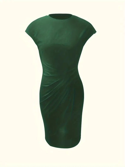Clara | Vestido Elegante Midi De Mujer Con Cintura Fruncida Y Manga Corta