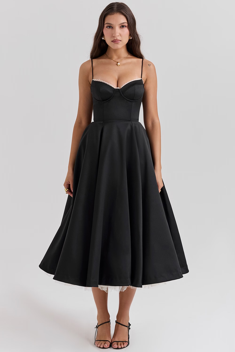 Valentina | Vestido Midi Elegante Con Forro De Tul