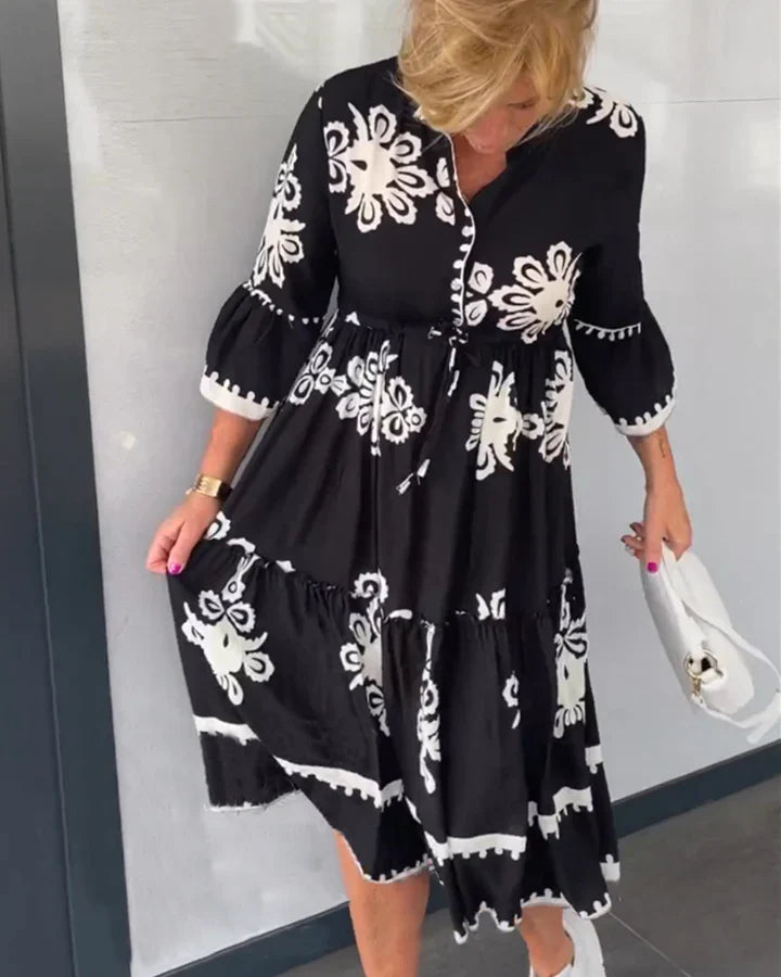 Flora | Vestido Floral Con Mangas Ligeras Y Tejido Suave