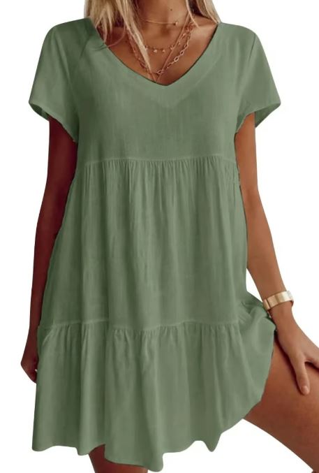Sofía | Vestido Casual Escote En V De Manga Corta