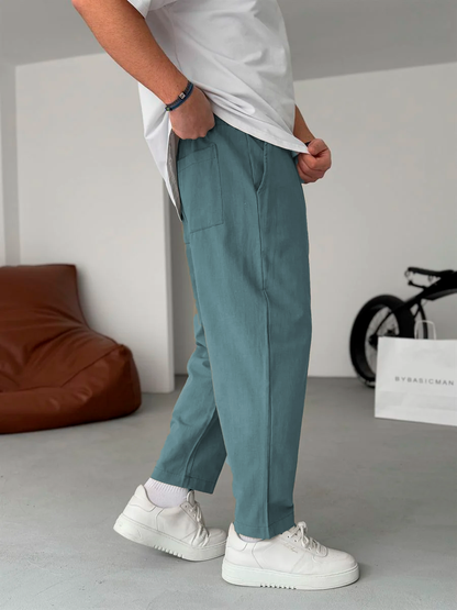 Enzo | Pantalones De Lino Corte Recto