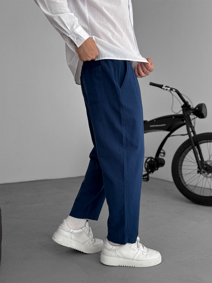 Enzo | Pantalones De Lino Corte Recto