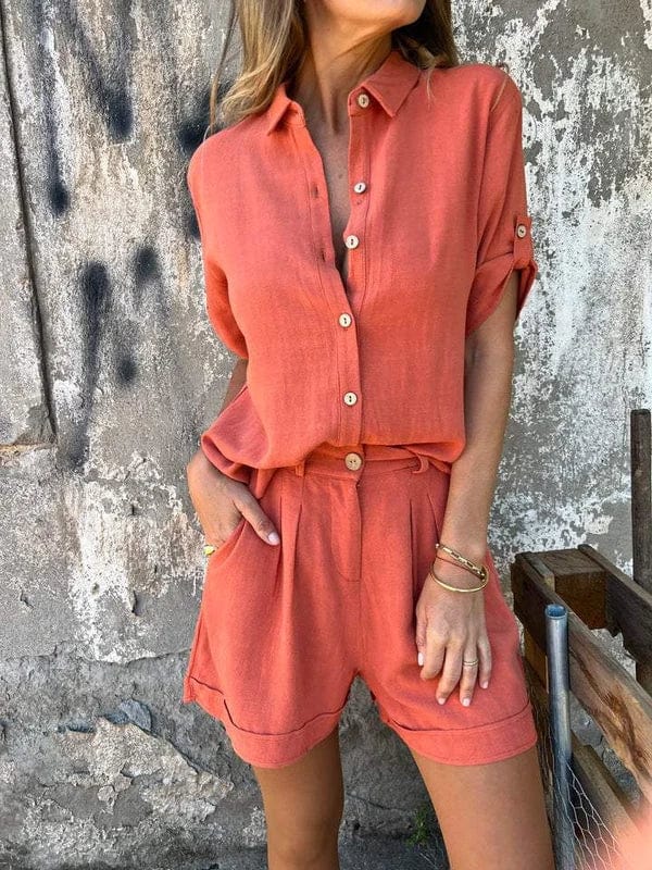 Lumith | Conjunto De Lino Fresco Con Camisa Y Shorts